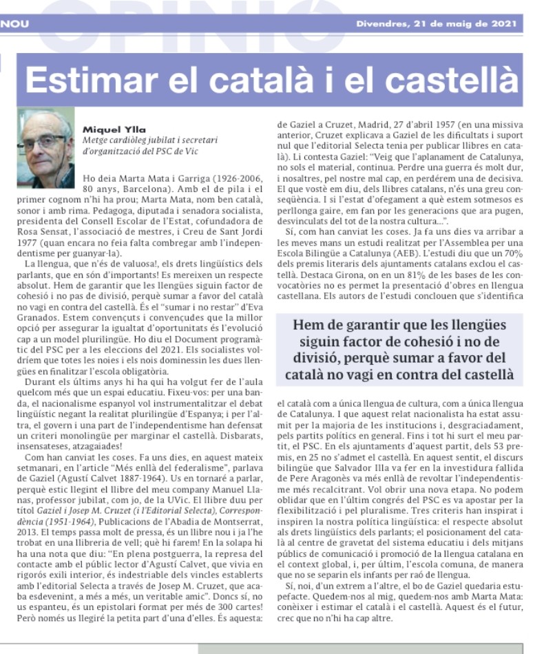 CONÈIXER I ESTIMAR EL CATALÀ I EL CASTELLÀ