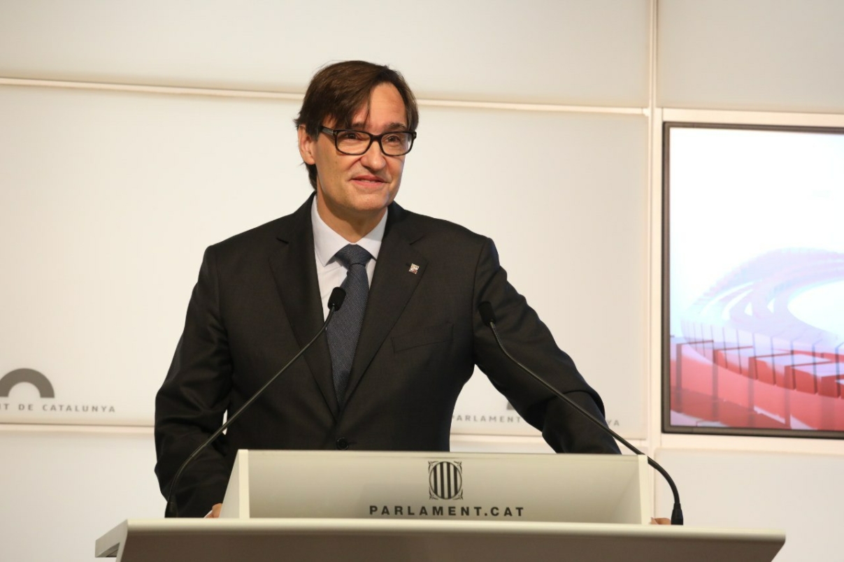 Salvador Illa en roda de premsa al Parlament de Catalunya