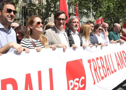 Salvador Illa y Jaume Collboni en la manifestación 1 de mayo Día