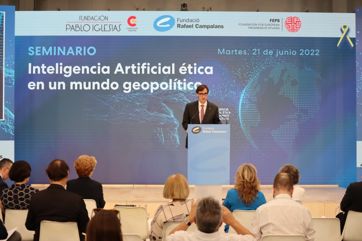 Salvador Illa en la inauguració del seminari ‘Intel·ligència Artificial ètica en un món geopolític’