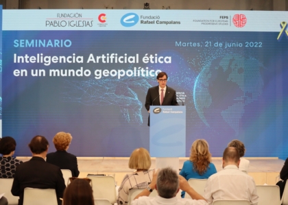 Salvador Illa en la inauguració del seminari ‘Intel·ligència Artificial ètica en un món geopolític’