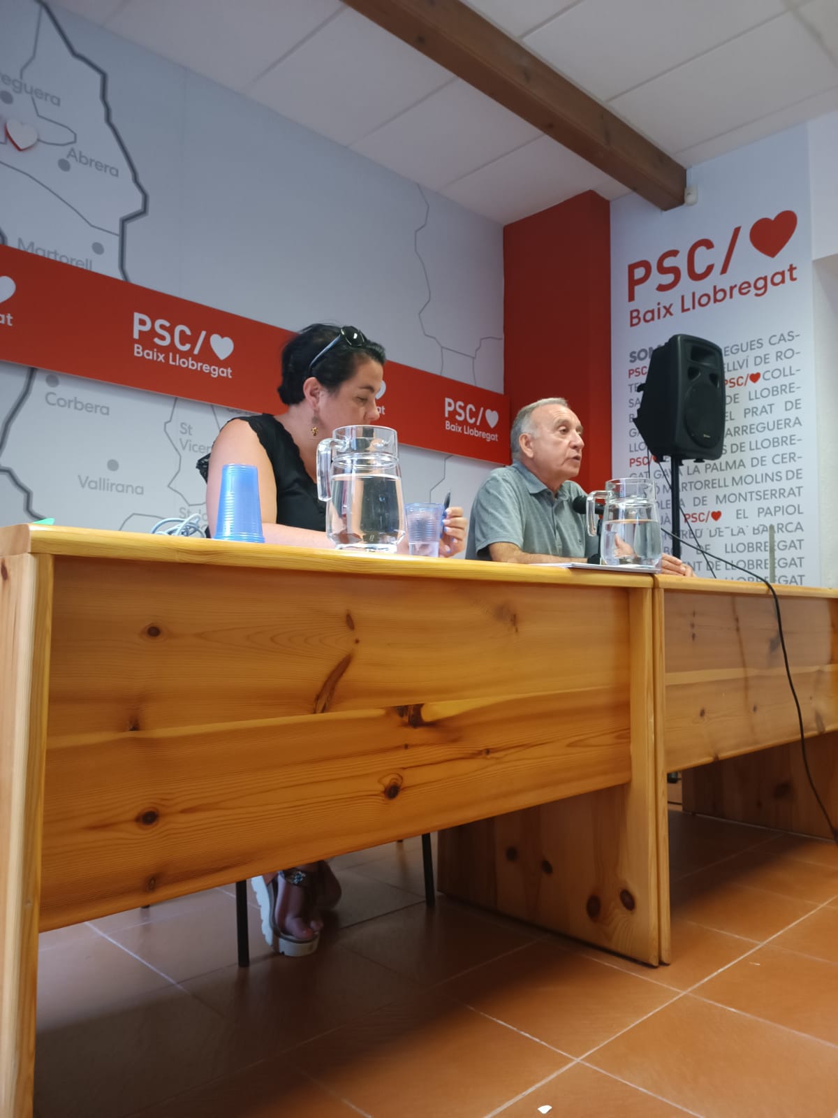 Antoni Poveda i Raquel Garcia, primer secretari i secretària d'Organització del PSC del Baix Llobregat, respectivament