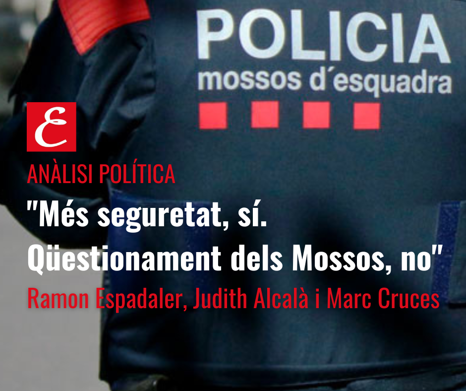 “Més seguretat, sí. Qüestionament dels Mossos, no”. Ramon Espadaler, Judith Alcalà i Marc Cruces.