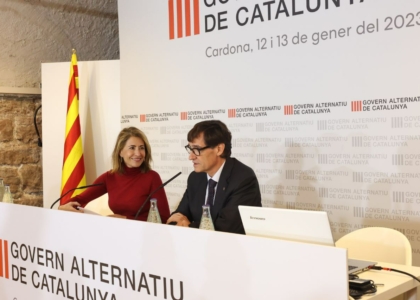 Raquel Sánchez i Salvador Illa a una trobada del Govern Alternatiu de Catalunya a Cardona