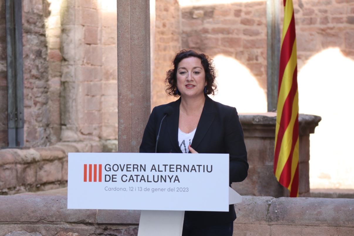 Alícia Romero en Cardona, en la rueda de prensa del Govern Alternatiu de Cataluña