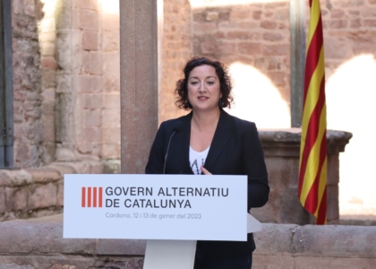 Alícia Romero en Cardona, en la rueda de prensa del Govern Alternatiu de Cataluña