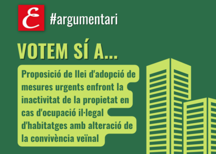 Proposició de llei d'adopció de mesures urgents enfront la inactivitat de la propietat en cas d'ocupació il·legal d'habitatges amb alteració de la convivència veïnal.