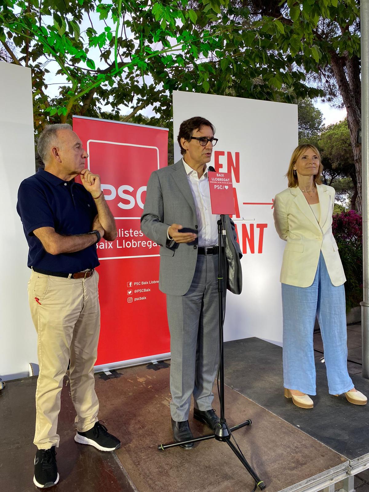 Salvador Illa, Lluïsa Moret i Antoni Poveda