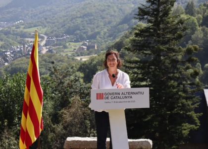 Alícia Romero en la rueda de prensa del Govern Alternatiu celebrado en Vielha