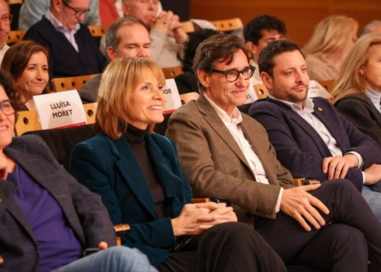 Salvador Illa en Tarragona con Lluïsa Moret y Rubén Viñuales