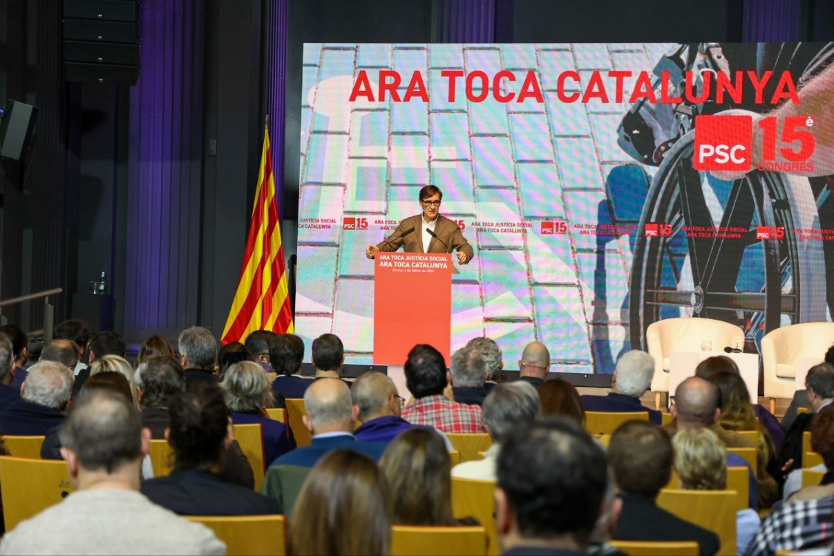 Salvador Illa a la jornada precongressual sobre justícia social a Girona (04/02/2024)